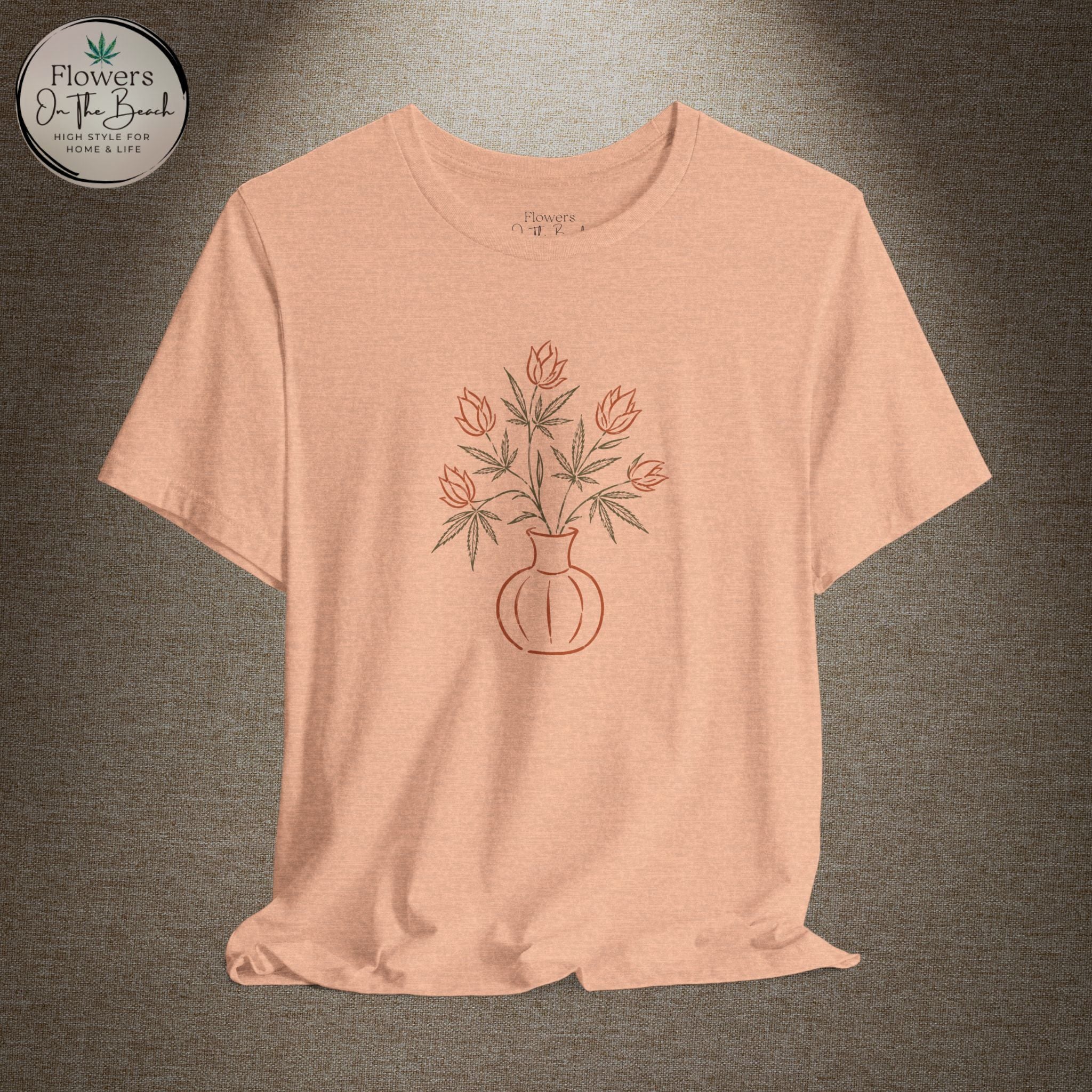 Subtle Cannabis & Floral Tee — Minimal Line Art Botanical T-Shirt