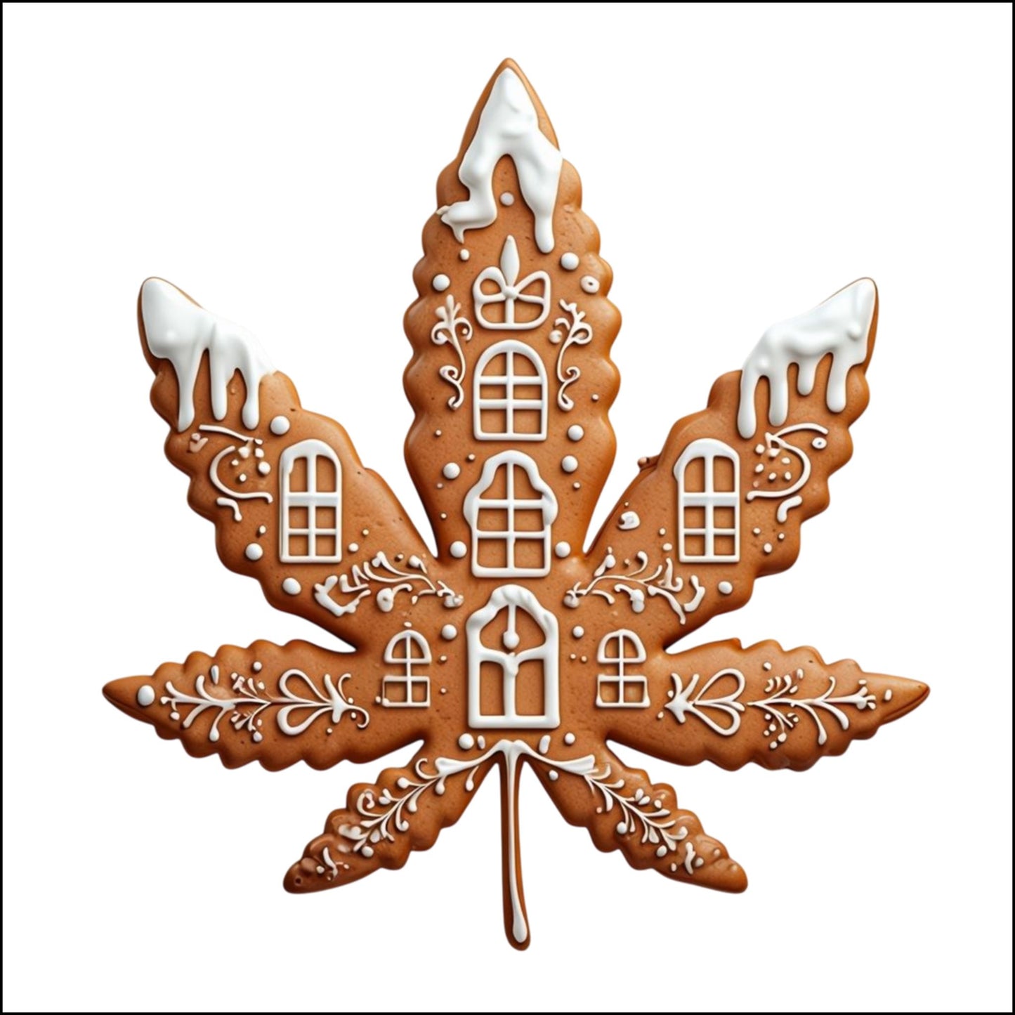Custom Cut Acrylic Ornament, Gingerbread Cookie Pot Leaf Shape Ornament, Stoner Ornament, Classy Weed Ornament, Weed Christmas