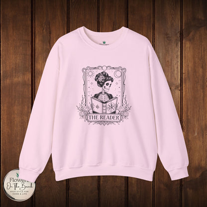 Tarot Card Skeleton Sweatshirt, The Reader Graphic Design, Gift for Tarot Lovers, Skeleton Clothing, Gothic Sweatshirt, Book Lover Apparel