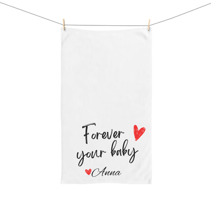 Mom Personalized Hand Towel - Forever Her Baby - Custom Gift, Mother's Day Present, Kitchen Decor, Bathroom Decor, Gift for Her