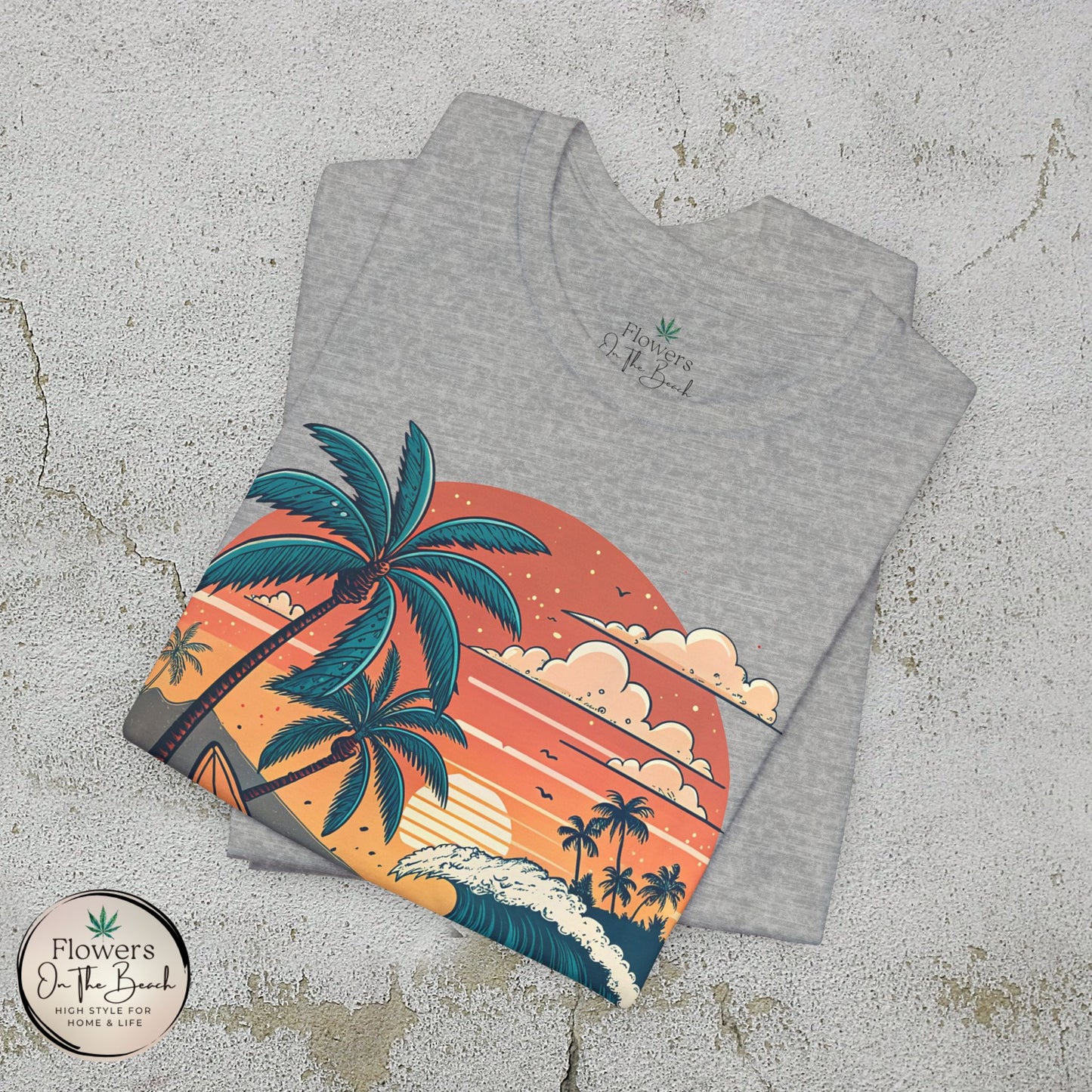 Beach Sunset Surfboards T-Shirt, Ocean Wave Tee, Summer Vacation Top, Beach Lover Shirt, Tropical Beach Apparel