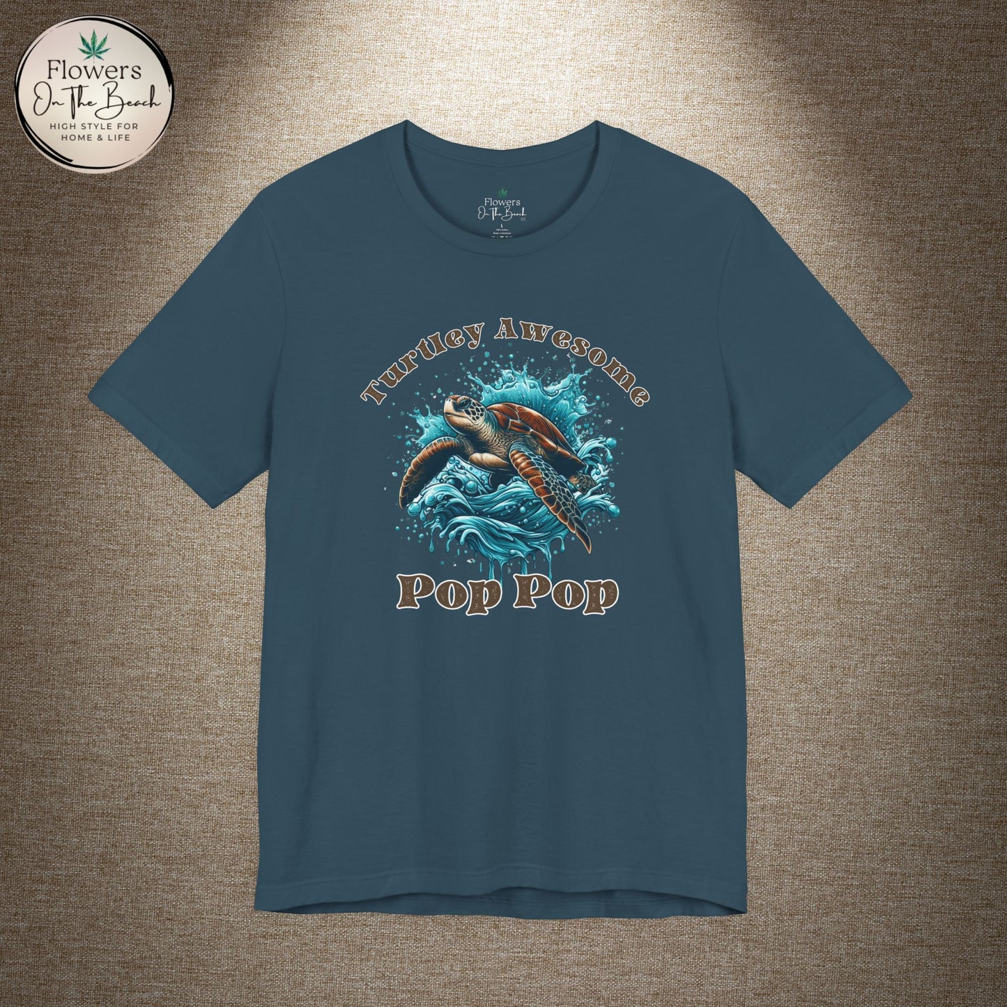 Turtley Awesome Pop Pop T-Shirt, Custom Turtle Family Shirt, Personalized Ocean Theme Tee, Sea Creature Graphic Top, Gift for Grandpa,