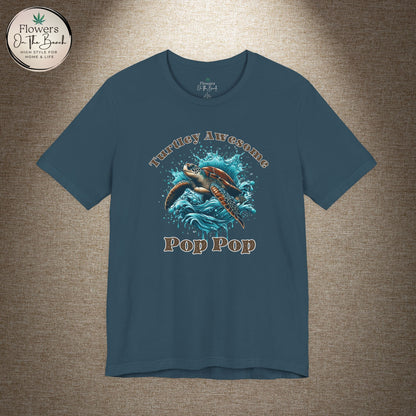 Turtley Awesome Pop Pop T-Shirt, Custom Turtle Family Shirt, Personalized Ocean Theme Tee, Sea Creature Graphic Top, Gift for Grandpa,