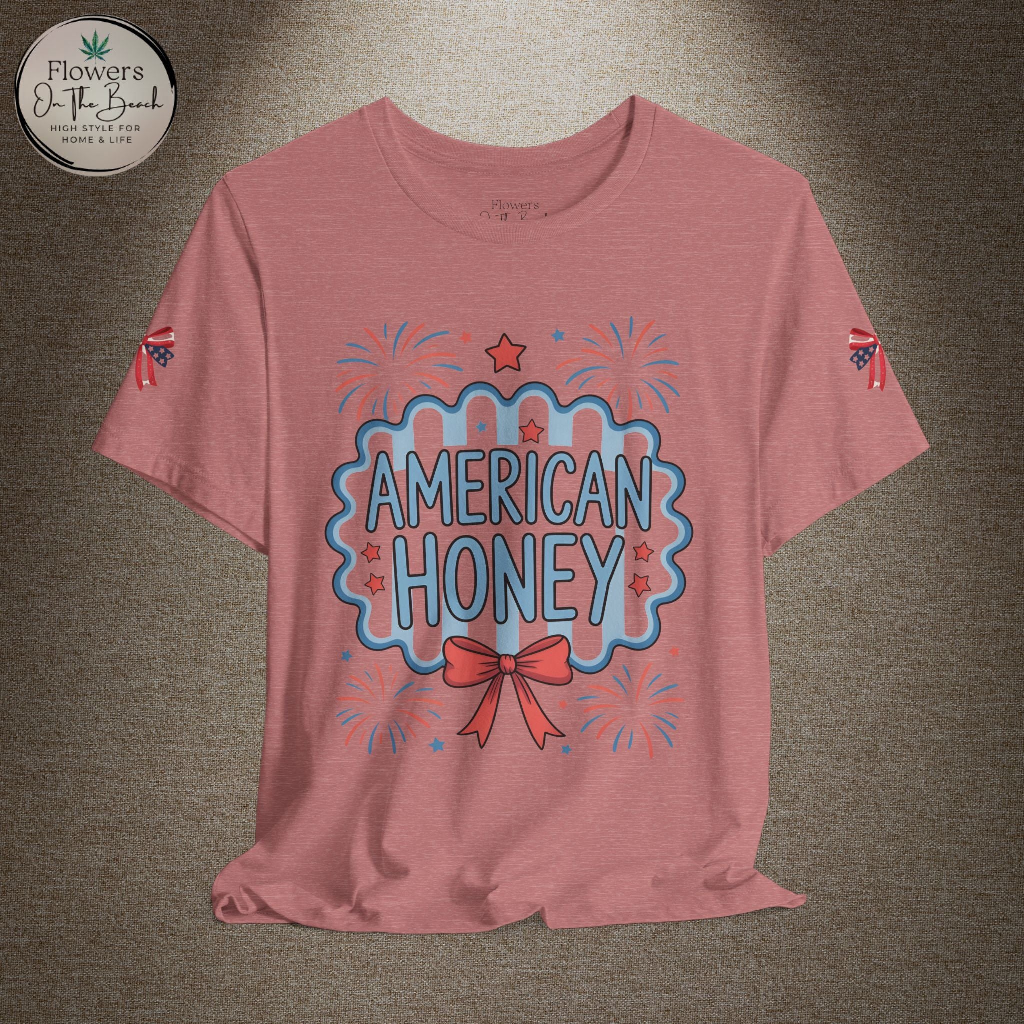 American Honey Fireworks and Bows Tee | Red White Blue Patriotic