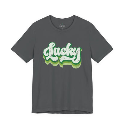 St Patrick's Day Lucky Tee, Simple Retro Unisex Jersey Shirt, Irish Shamrock Top, Green Clover T-Shirt Gift, Vintage Festival Clothing