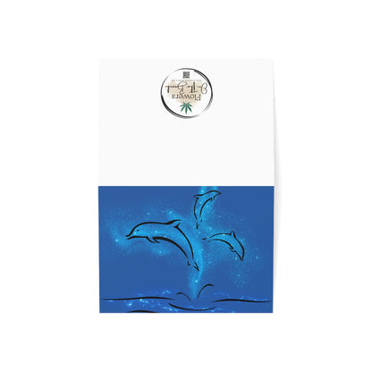 Elegant love note, magical dolphins, ocean lovers romantic card