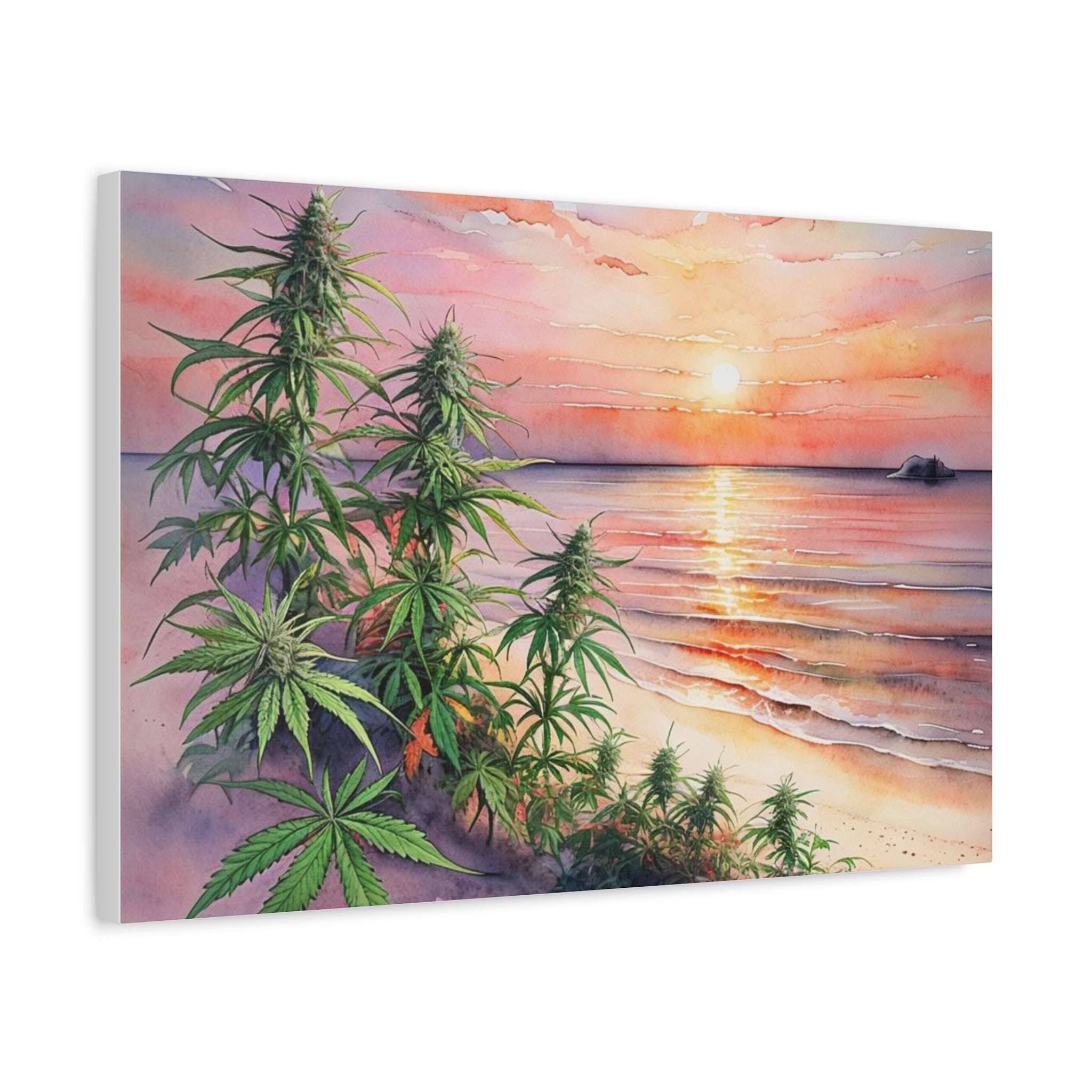 Cannabis Flowers on the Beach Wall Art