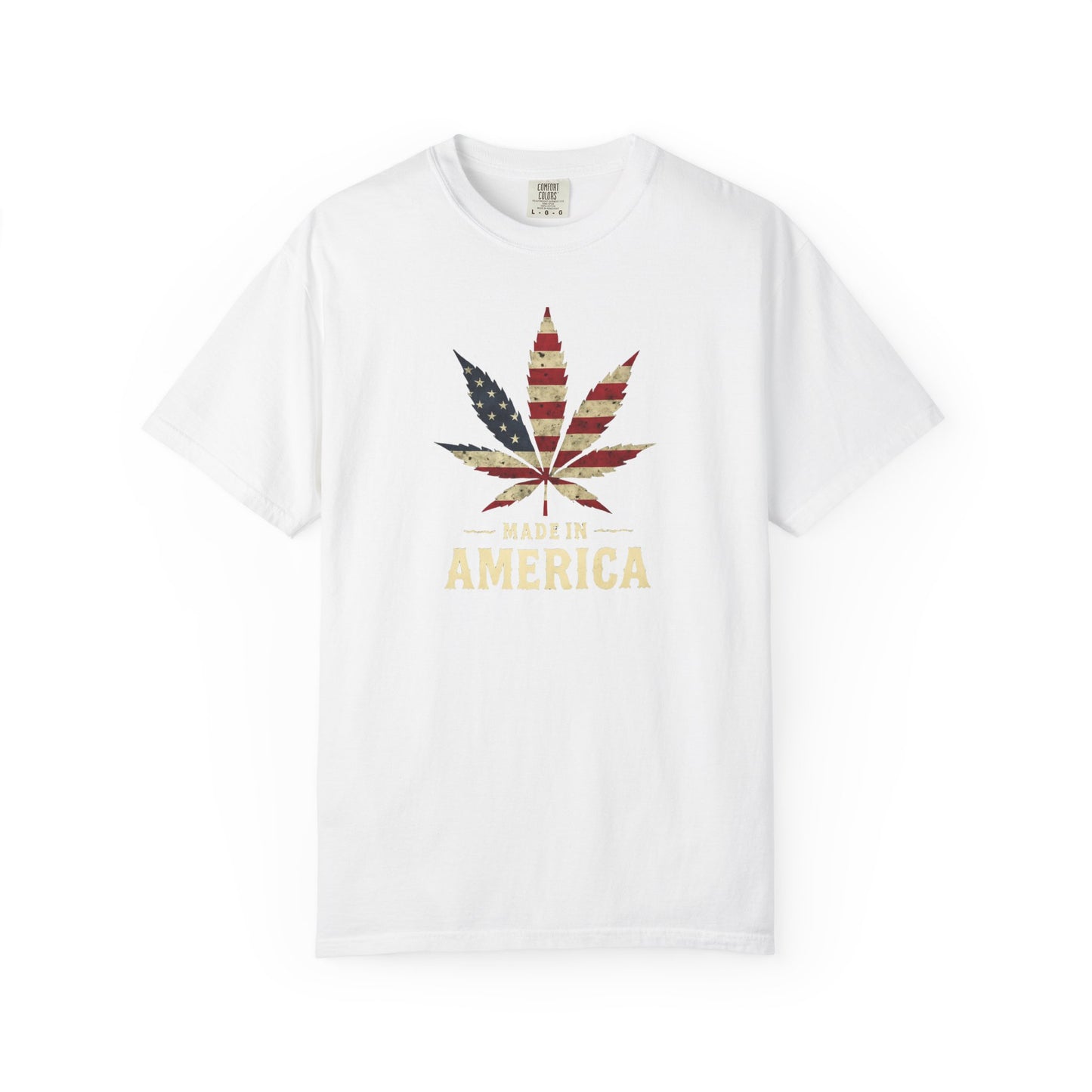 Patriotic Cannabis T-Shirt, Unisex Graphic Tee, 4th of July Shirt, Festival Wear, Gift for Stoners, USA Flag Weed Shirt, Unisex Garment-Dyed