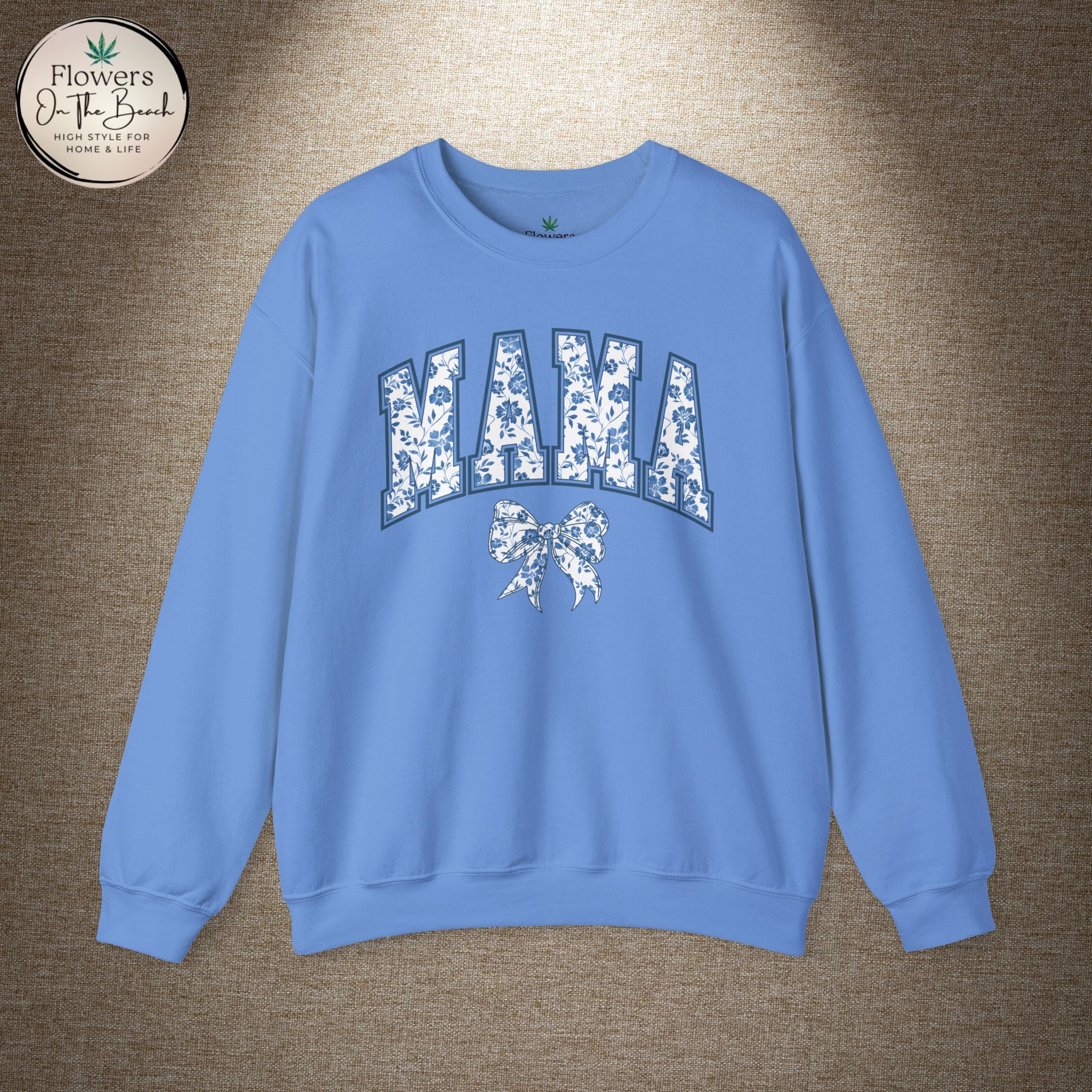 Floral Mama Coquette Blue Flowers Crewneck Sweatshirt