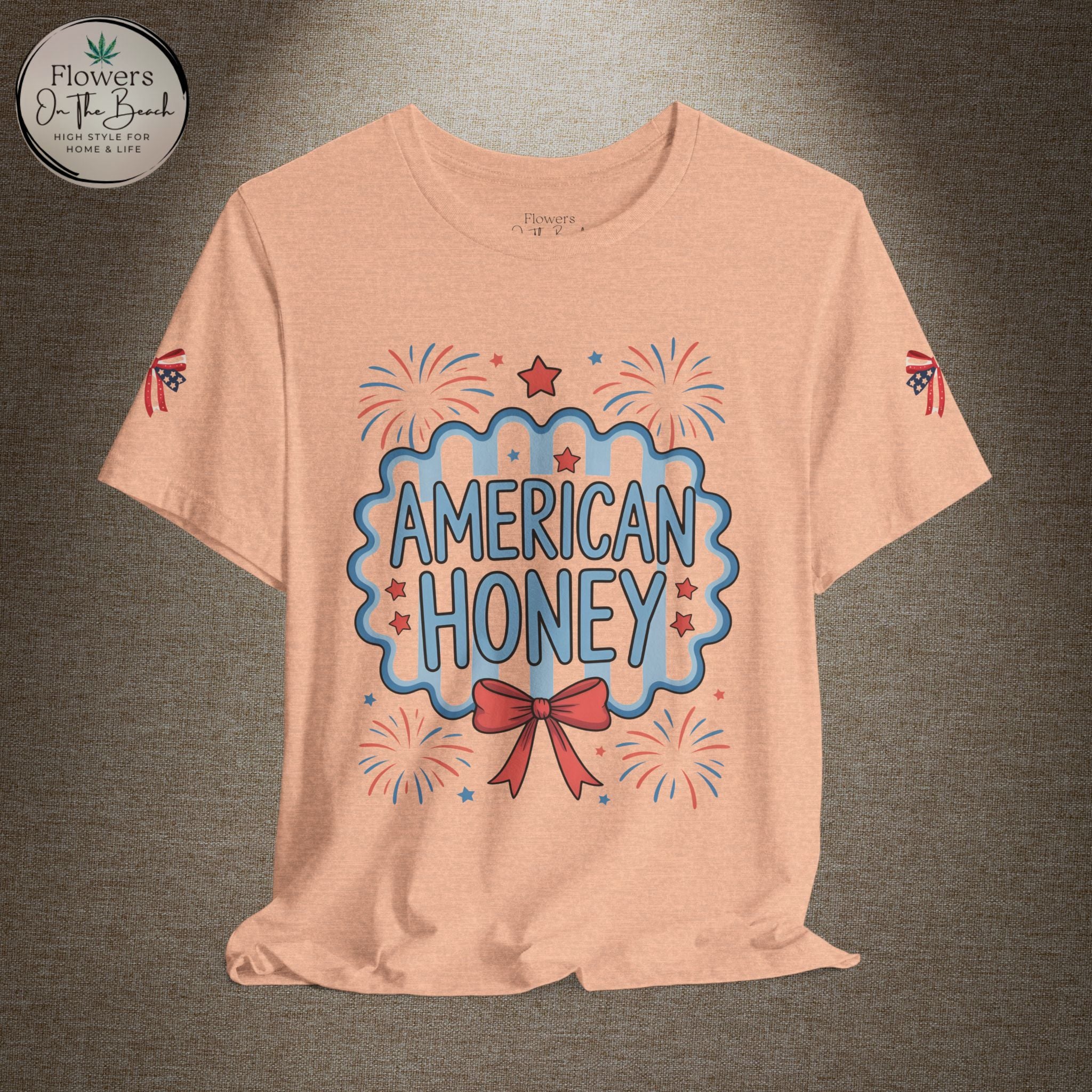 American Honey Fireworks and Bows Tee | Red White Blue Patriotic