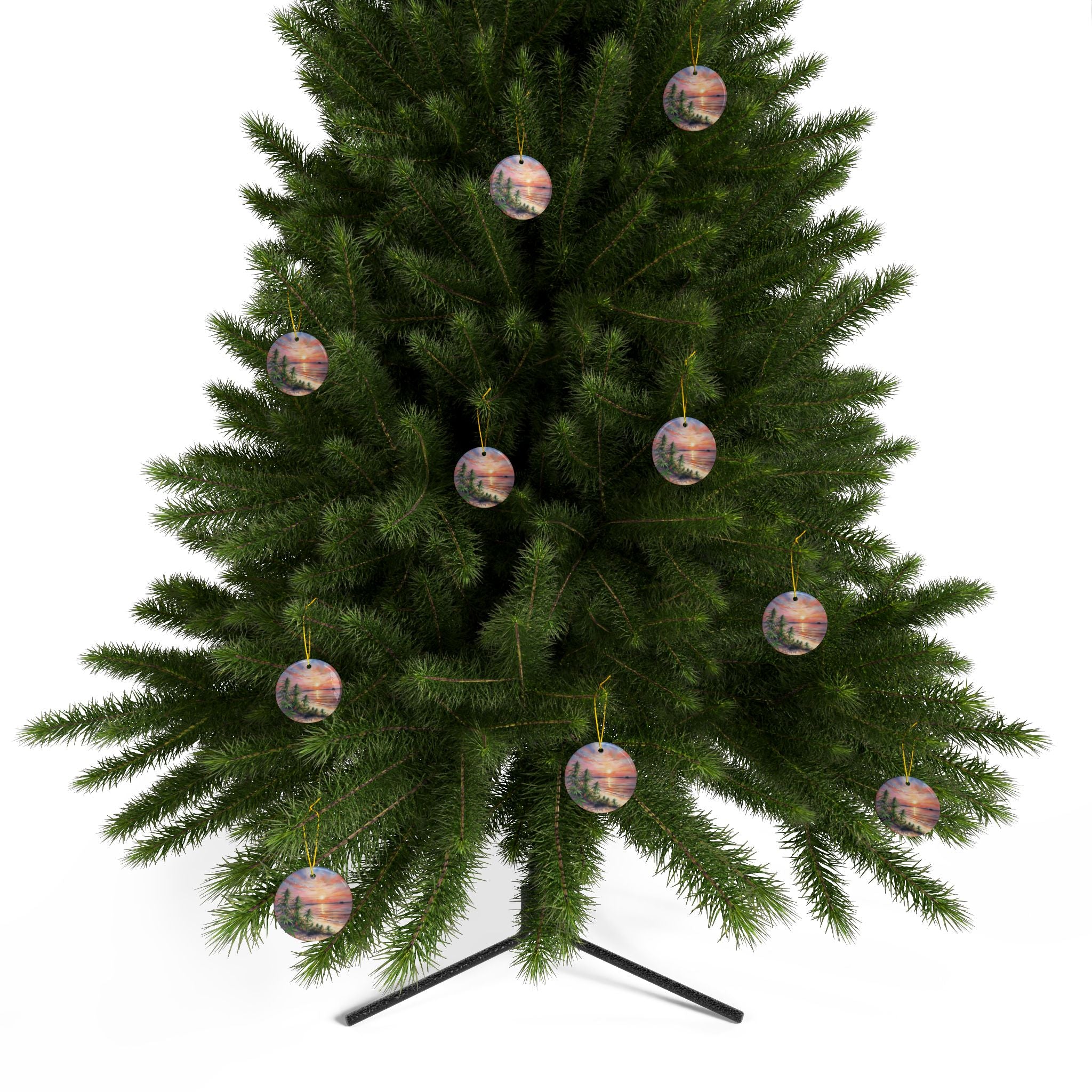 Tropical Sunset Weed Leaf Tree Ornament