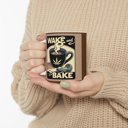 Wake and Bake 11 oz Ceramic Mug, Stoner Birthday Gifts, Stoner Christmas Gifts, Stoner Coffee Mug, 420 Coffee Mug, Stoner Xmas Gift