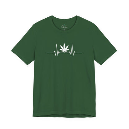 Weed Leaf Heartbeat T-Shirt, Marijuana Plant Tee, Cannabis Lover Shirt, 420 Gift, Unisex Jersey Top