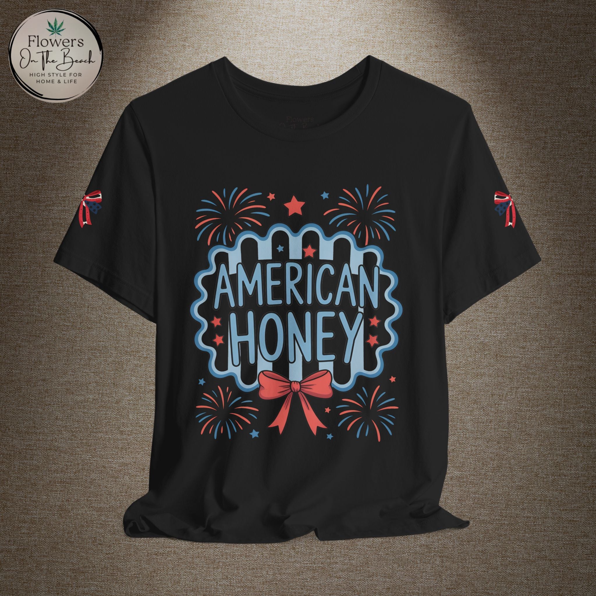 American Honey Fireworks and Bows Tee | Red White Blue Patriotic