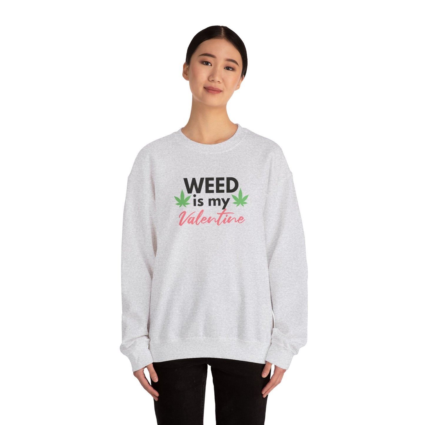 Valentine's Day Weed Long Sleeve Sweatshirt, Unisex Shirt Gift, Weed Lover Clothing, Funny Valentine Apparel, Cannabis Crewneck Jumper,