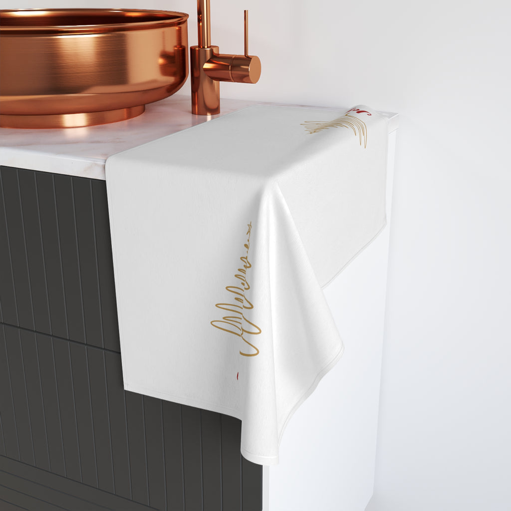 Joy - Minimalist Gold Christmas Tree Hand Towel