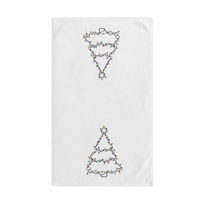 Christmas Hand Towel, Minimalist Tree with Lights Line Drawing, Holiday Kitchen Decor, Festive Bathroom Towel, Gift for Hostess, Winter Home