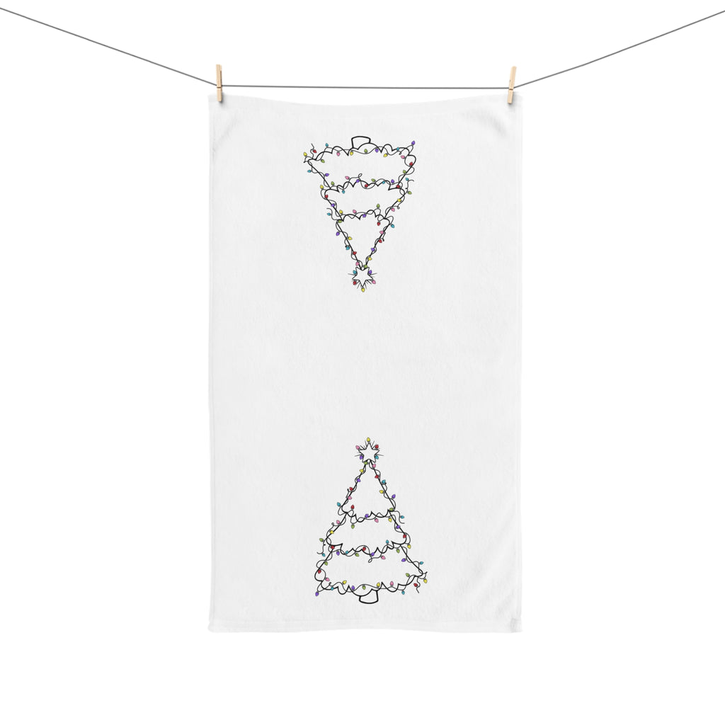 Minimalist Tree with Lights Hand Towel
