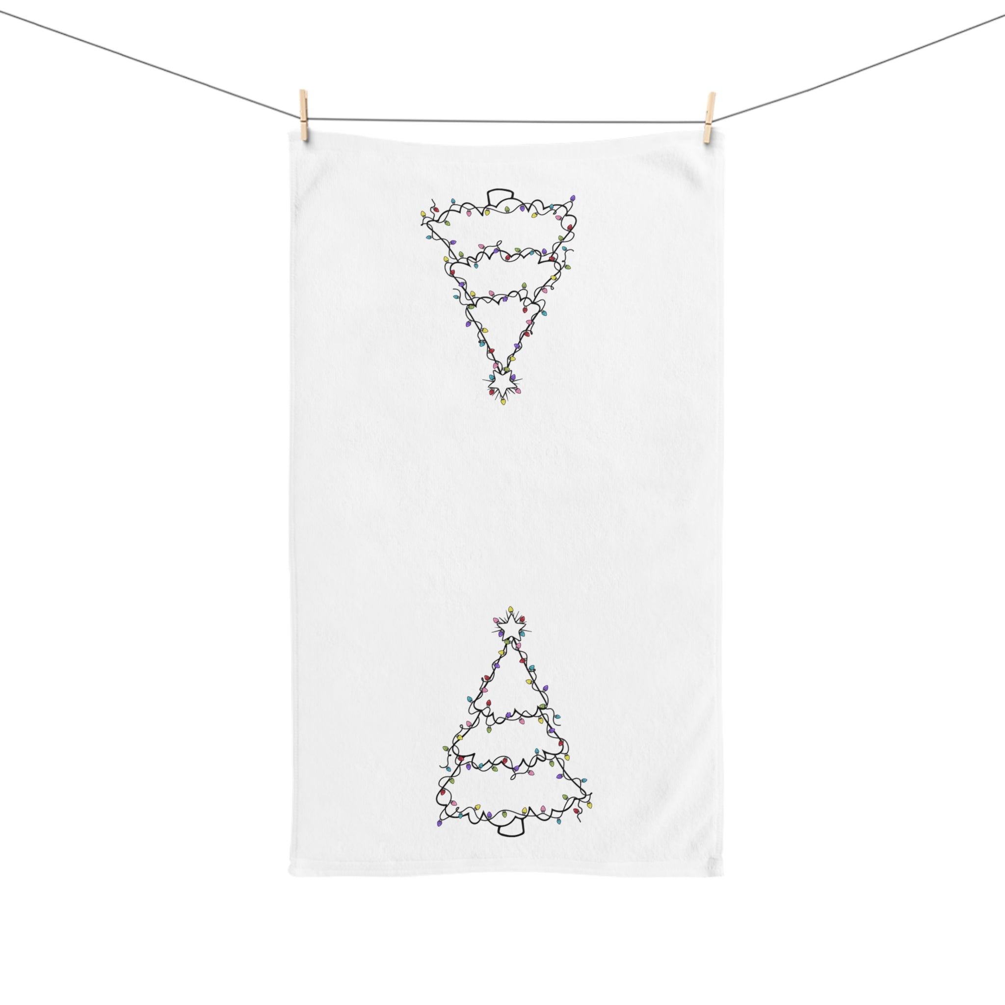 Minimalist Tree with Lights Hand Towel