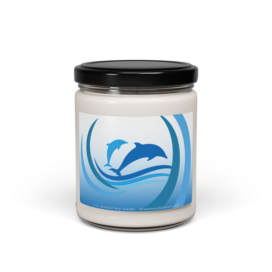 Scented Candle, Peaceful Dolphins, Ocean Theme Home Decor, Dolphin Lovers Gift, Soy Wax, Creatures of the Sea Candle, Stocking Stuffer
