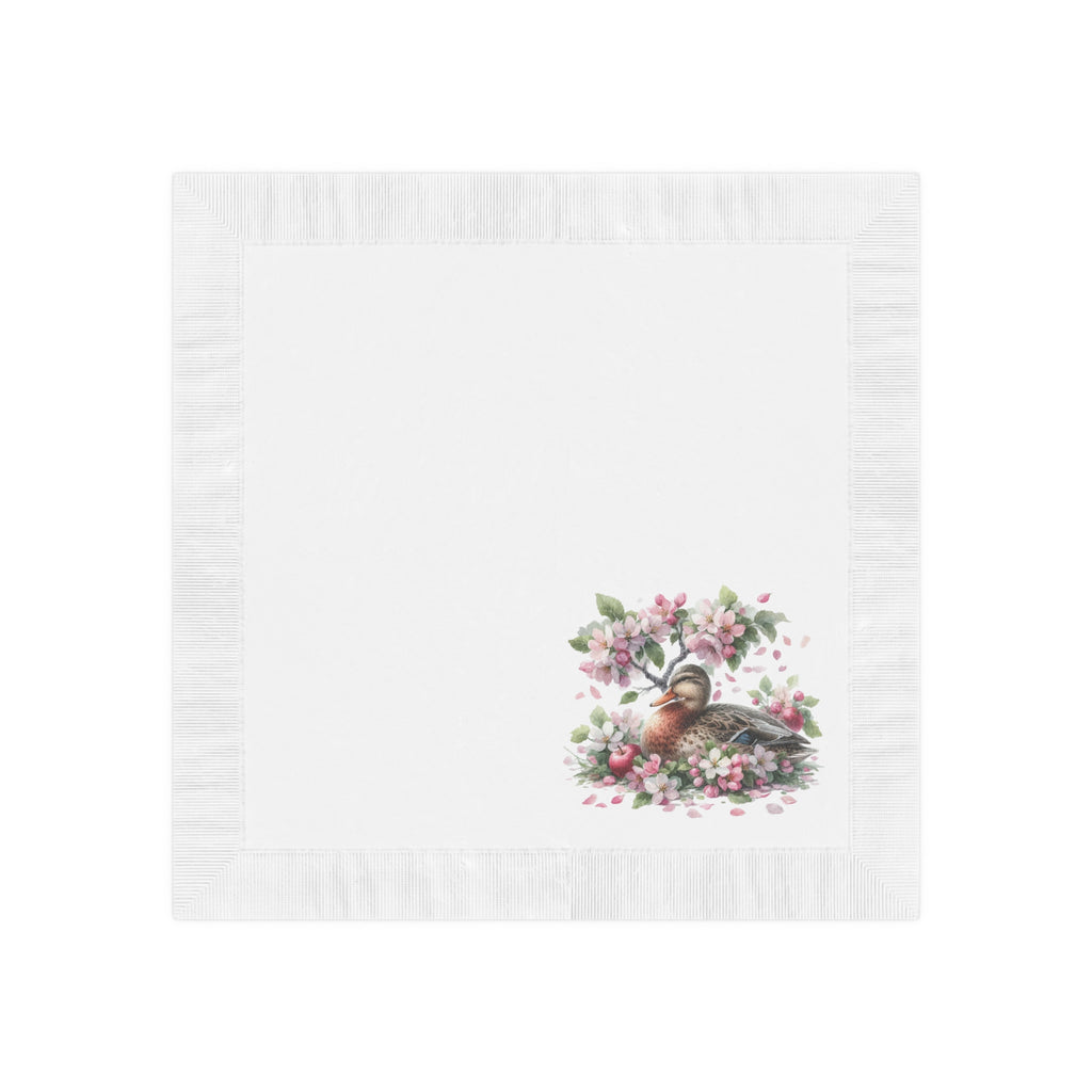 Spring Duck Table Napkins, Pink Spring Flowers & Duck, Spring Table Decor, Home Decor, Floral Design, Duck Lover Gift, Spring Gift for Her
