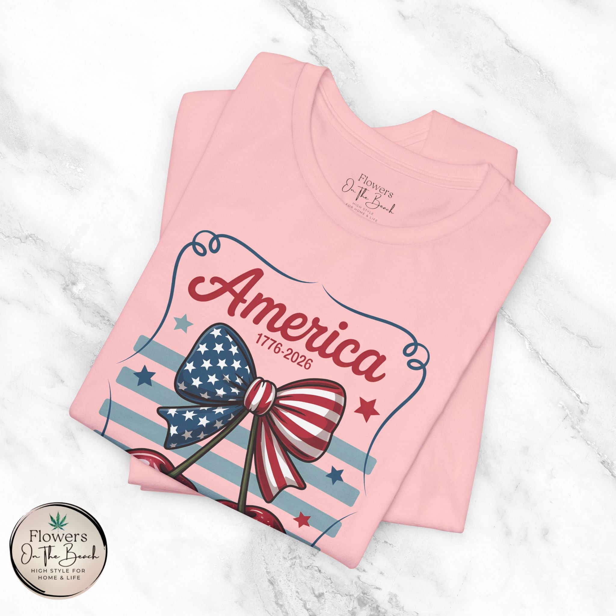 Patriotic 250th Cherries & Bows Tee — America's 250th Anniversary T-Shirt