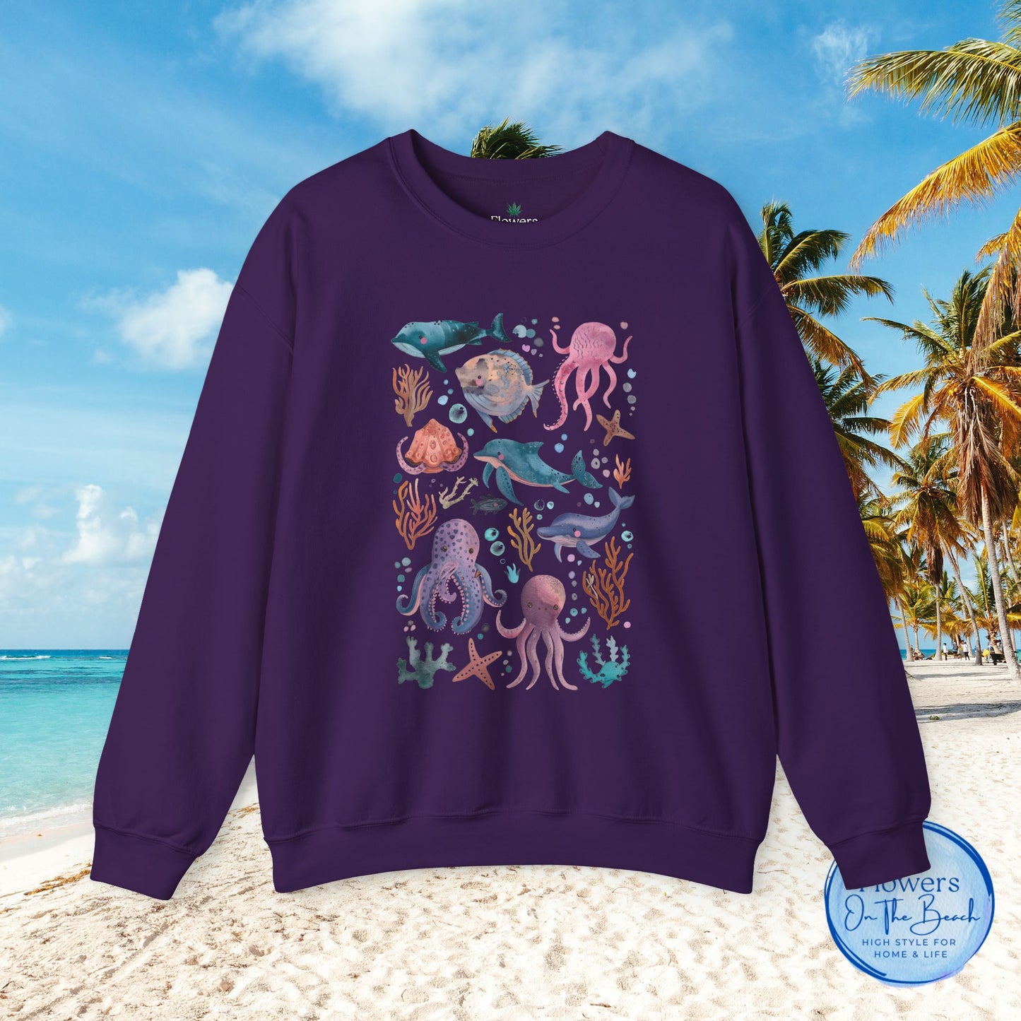 Ocean Lover Sweatshirt, Marine Animals Unisex Crewneck Jumper, Ocean Life Pullover, Nautical Sweatshirt, Sea Creatures Sweater