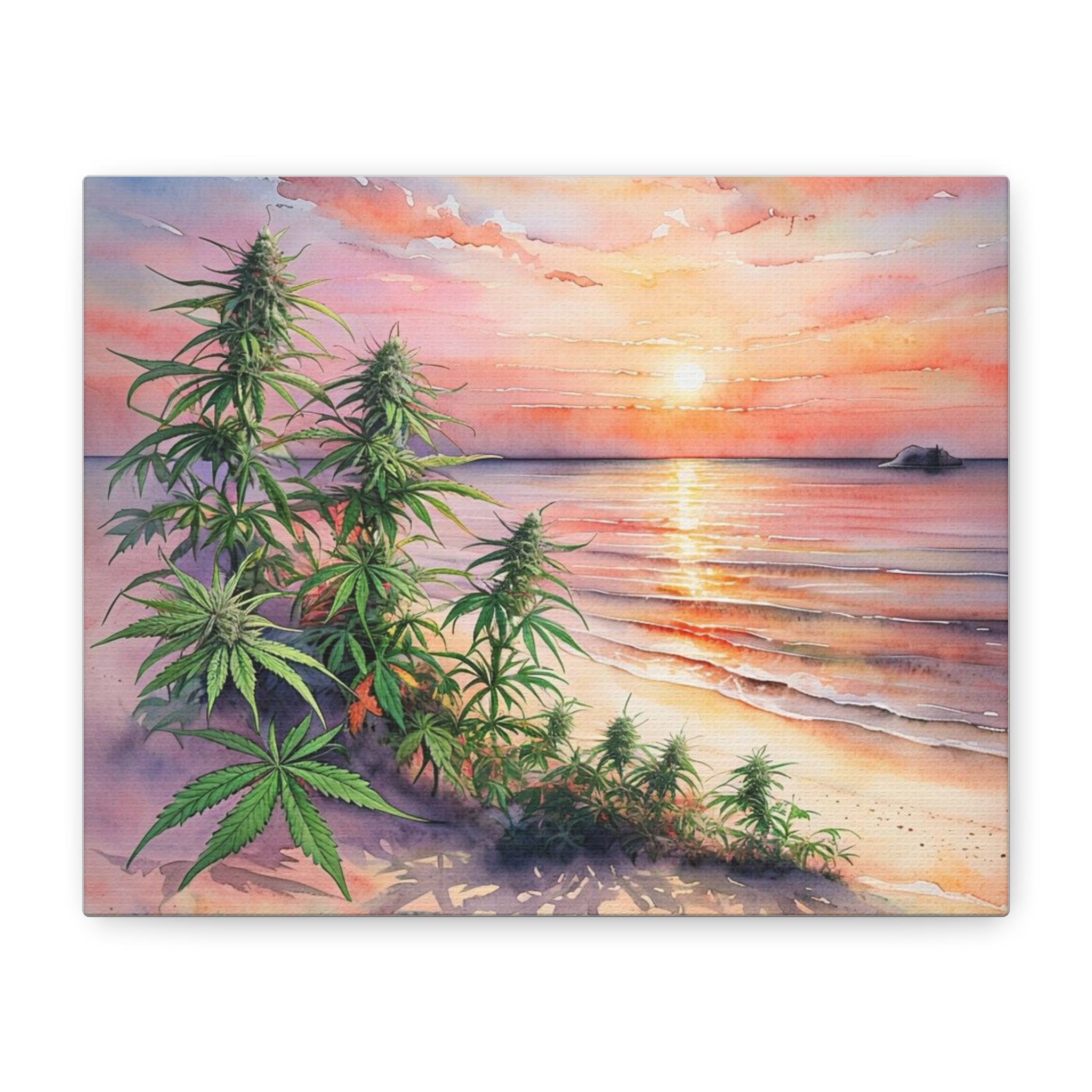 Cannabis Flowers on the Beach Wall Art