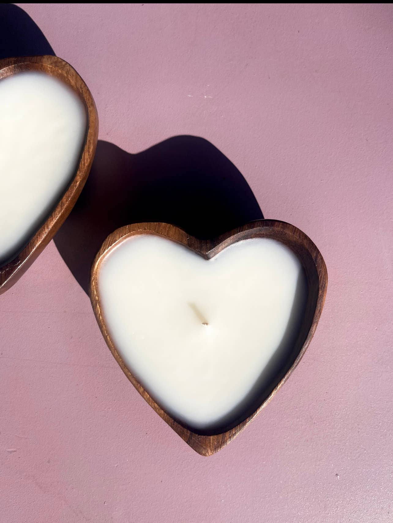 Wooden Heart Shape Bowl Candles