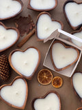 Wooden Heart Shape Bowl Candles