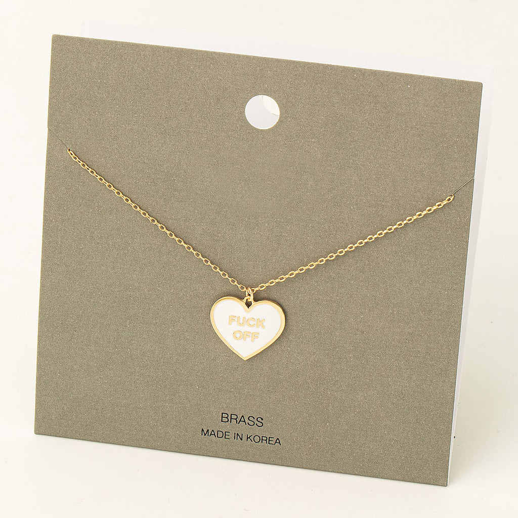 Fuck Off - Heart Pendant Necklace